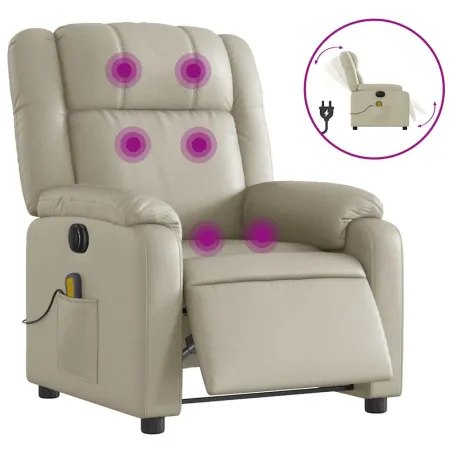 Fauteuil de massage inclinable électrique crème similicuir