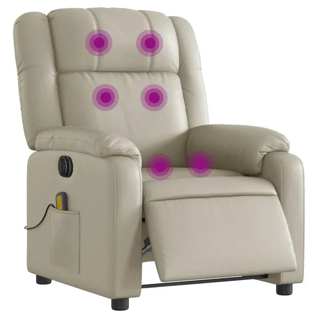 Fauteuil de massage inclinable électrique crème similicuir