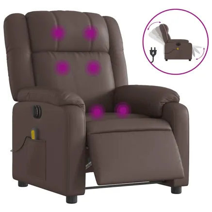 Fauteuil de massage inclinable électrique marron similicuir 2