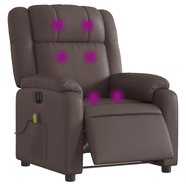 Fauteuil de massage inclinable électrique marron similicuir