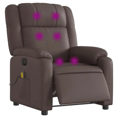Fauteuil de massage inclinable électrique marron similicuir