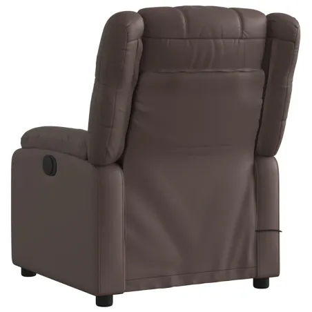 Fauteuil de massage inclinable électrique marron similicuir