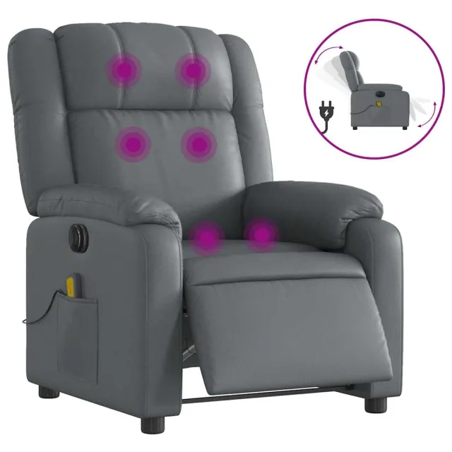 Fauteuil de massage inclinable électrique gris similicuir
