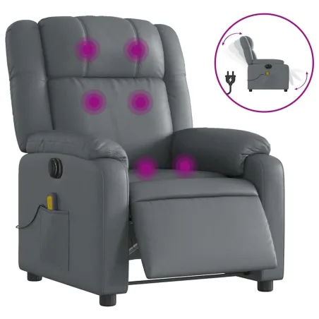 Fauteuil de massage inclinable électrique gris similicuir
