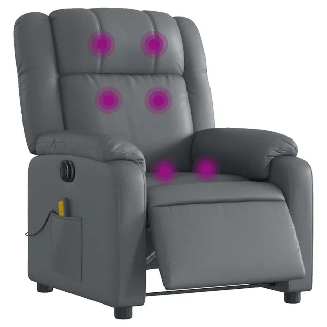 Fauteuil de massage inclinable électrique gris similicuir