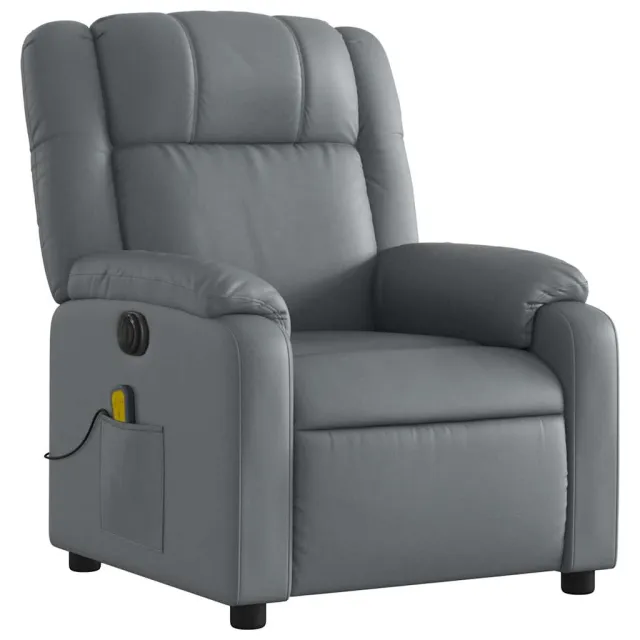 Fauteuil de massage inclinable électrique gris similicuir