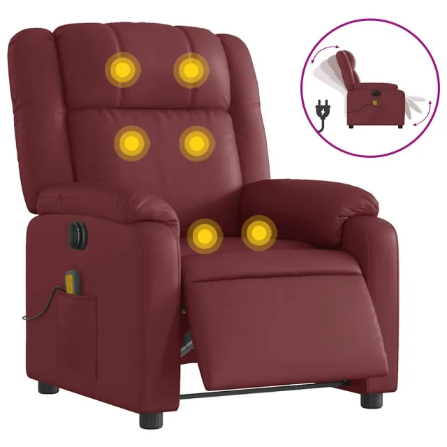 Fauteuil de massage inclinable électrique rouge bordeaux