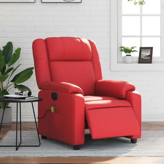 Fauteuil de massage inclinable électrique rouge similicuir