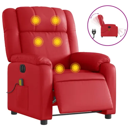 Fauteuil de massage inclinable électrique rouge similicuir 2