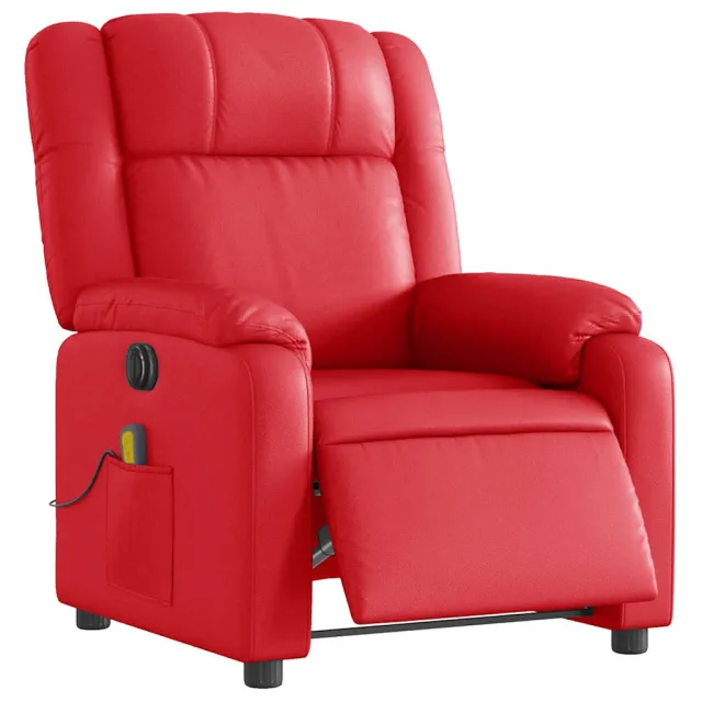 Fauteuil de massage inclinable électrique rouge similicuir