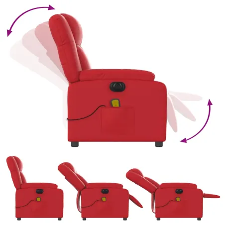 Fauteuil de massage inclinable électrique rouge similicuir