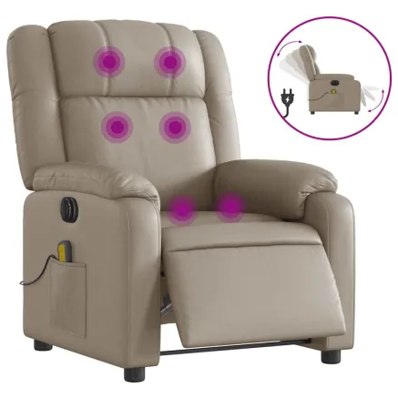 Fauteuil de massage inclinable électrique cappuccino similicuir 2
