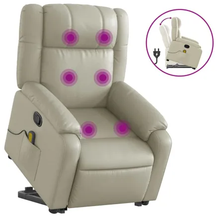 Fauteuil inclinable de massage Crème Similicuir 2