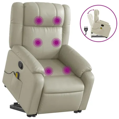Fauteuil inclinable de massage Crème Similicuir