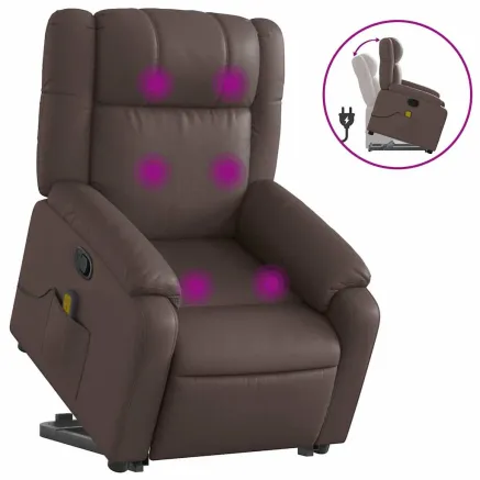 Fauteuil inclinable de massage Marron Similicuir 2