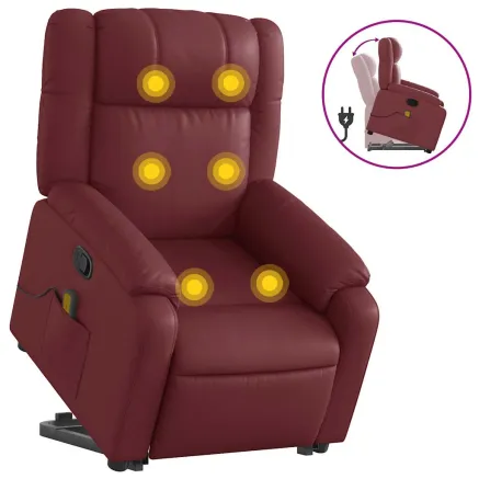 Fauteuil inclinable de massage Rouge bordeaux Similicuir 2