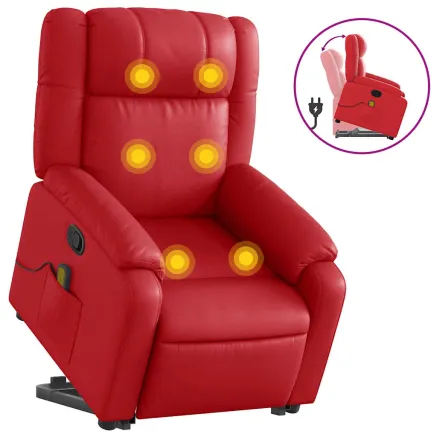 Fauteuil inclinable de massage Rouge Similicuir 2