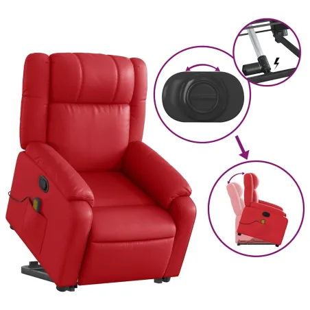 Fauteuil inclinable de massage Rouge Similicuir