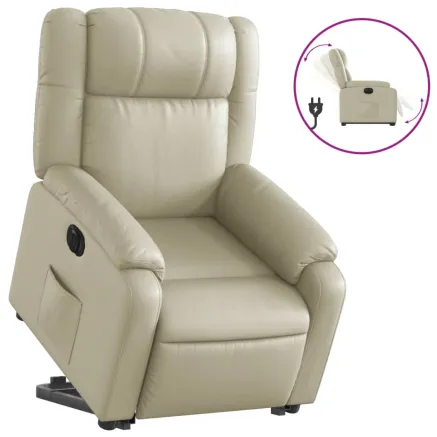 Fauteuil inclinable électrique crème similicuir 2