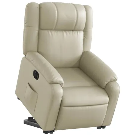 Fauteuil inclinable électrique crème similicuir