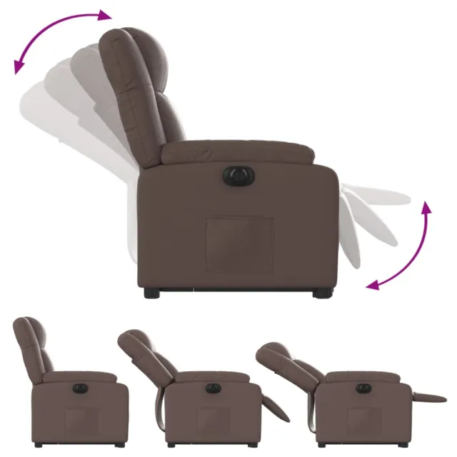 Fauteuil inclinable électrique marron similicuir