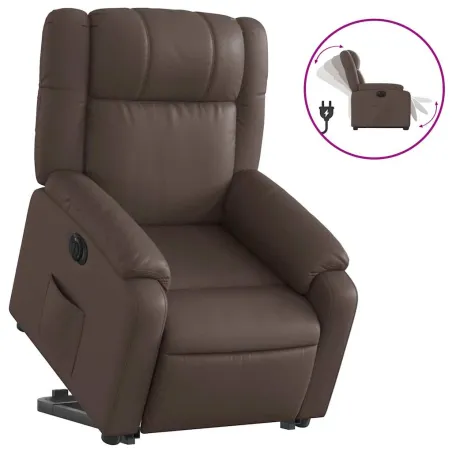 Fauteuil inclinable électrique marron similicuir