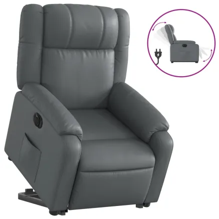 Fauteuil inclinable électrique gris similicuir 2