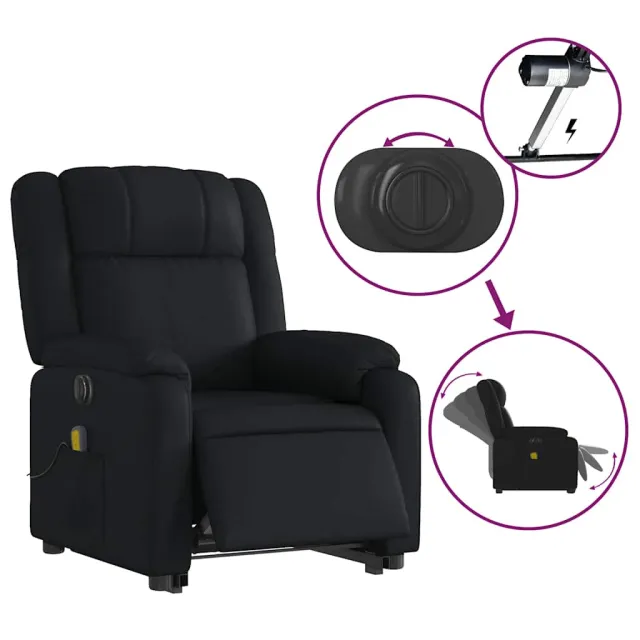 Fauteuil inclinable de massage électrique noir similicuir
