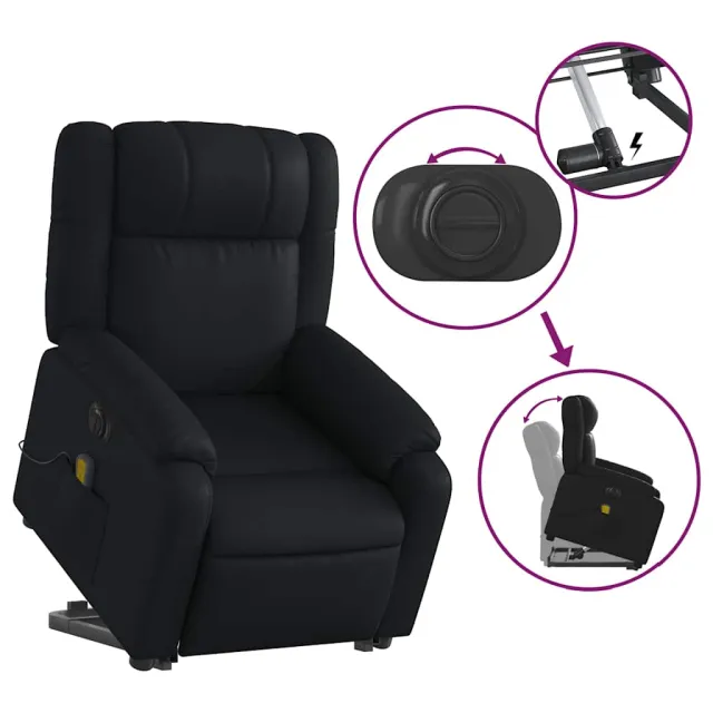 Fauteuil inclinable de massage électrique noir similicuir