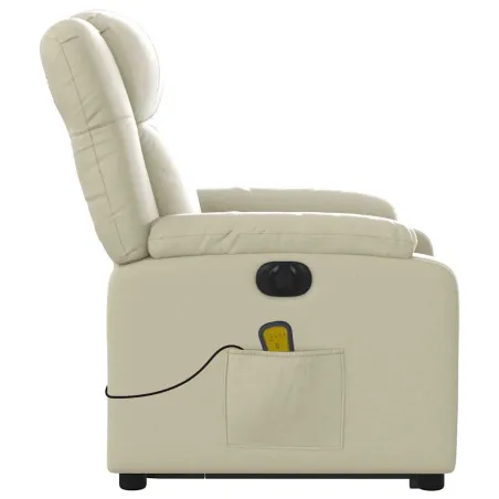 Fauteuil inclinable de massage électrique crème similicuir
