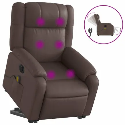 Fauteuil inclinable de massage électrique marron similicuir 2