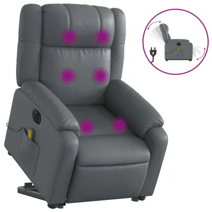 Fauteuil inclinable de massage électrique gris similicuir 2