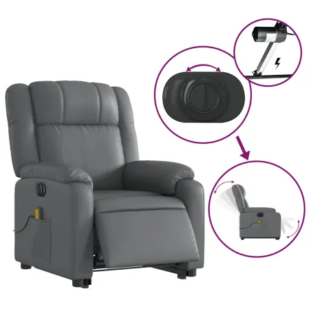 Fauteuil inclinable de massage électrique gris similicuir