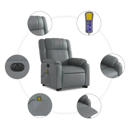 Fauteuil inclinable de massage électrique gris similicuir