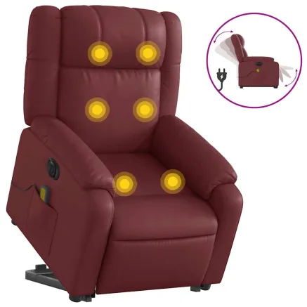 Fauteuil inclinable de massage électrique rouge bordeaux 2
