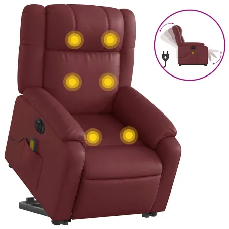 Fauteuil inclinable de massage électrique rouge bordeaux