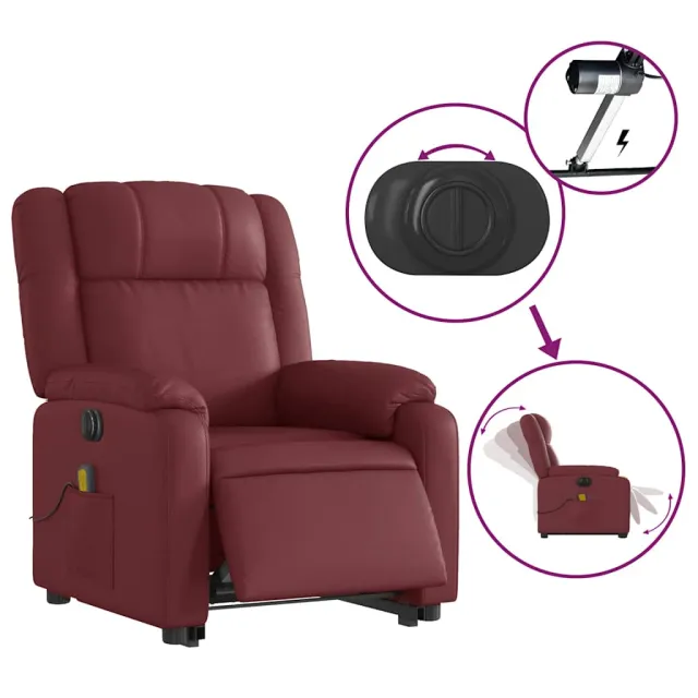 Fauteuil inclinable de massage électrique rouge bordeaux