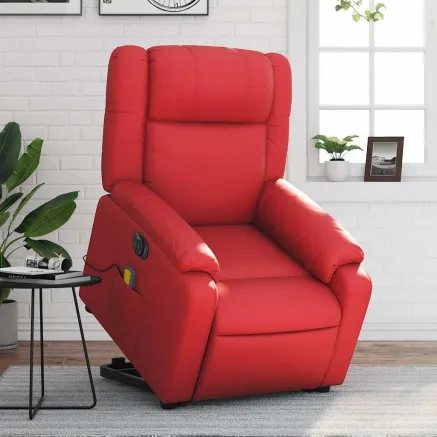 Fauteuil inclinable de massage électrique rouge similicuir