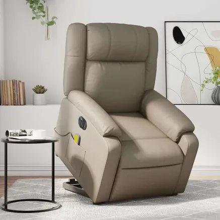 Fauteuil inclinable de massage électrique cappuccino similicuir