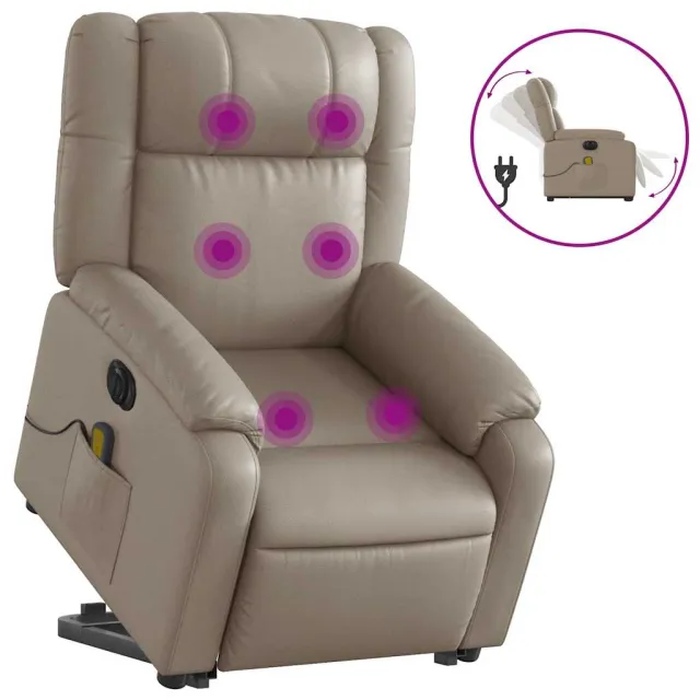Fauteuil inclinable de massage électrique cappuccino similicuir