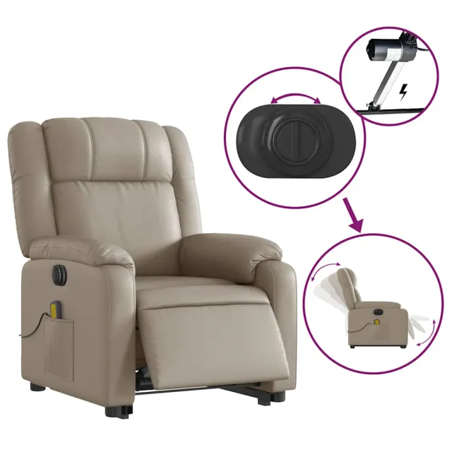 Fauteuil inclinable de massage électrique cappuccino similicuir