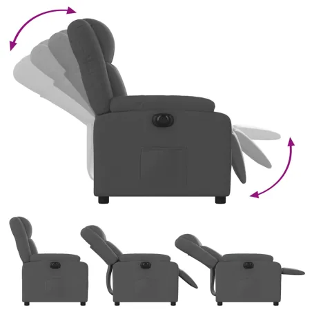 Fauteuil inclinable électrique Gris foncé Tissu
