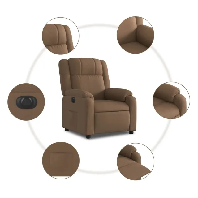Fauteuil inclinable électrique Marron Tissu