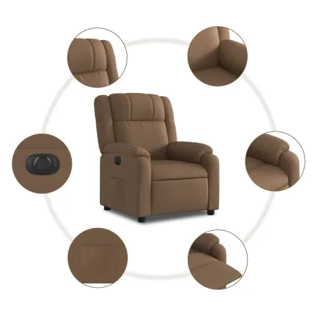 Fauteuil inclinable électrique Marron Tissu