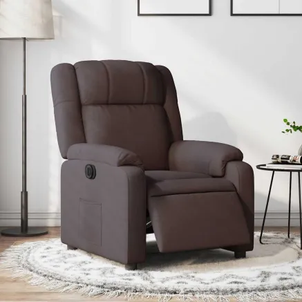 Fauteuil inclinable électrique Marron foncé Tissu