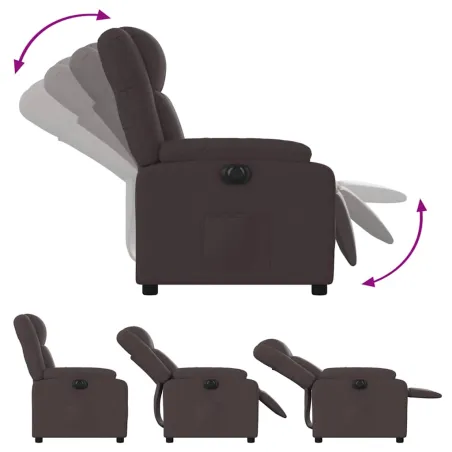 Fauteuil inclinable électrique Marron foncé Tissu