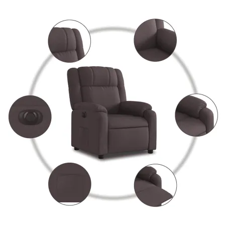 Fauteuil inclinable électrique Marron foncé Tissu