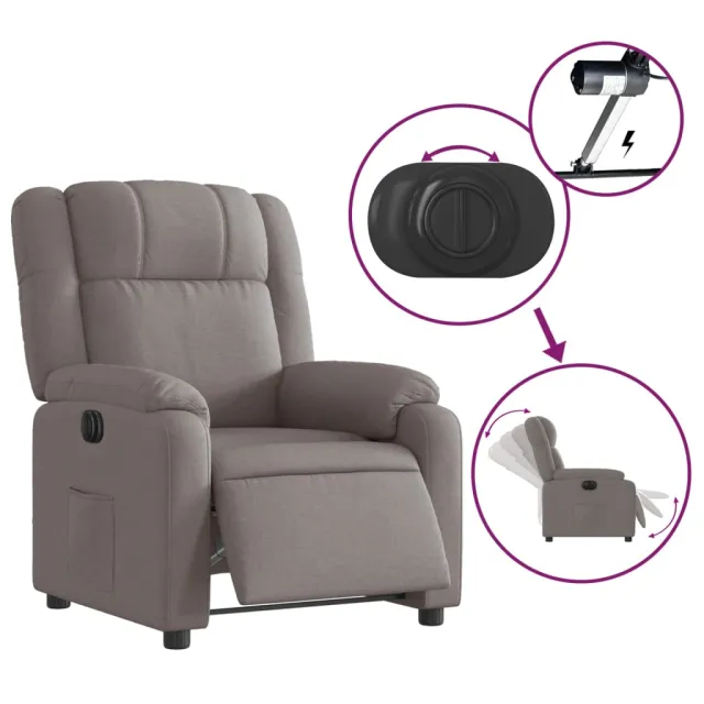 Fauteuil inclinable électrique Taupe Tissu