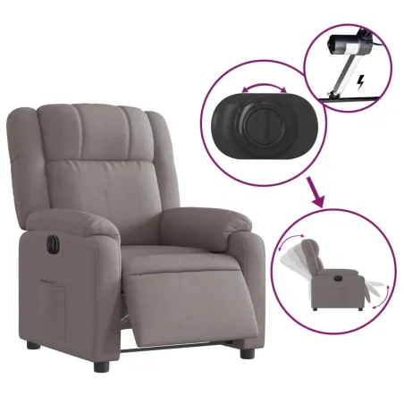 Fauteuil inclinable électrique Taupe Tissu