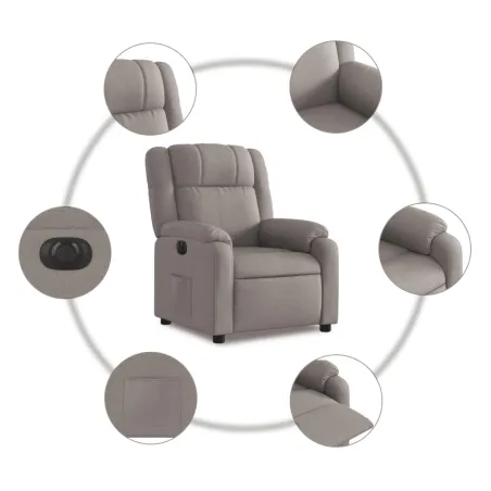 Fauteuil inclinable électrique Taupe Tissu